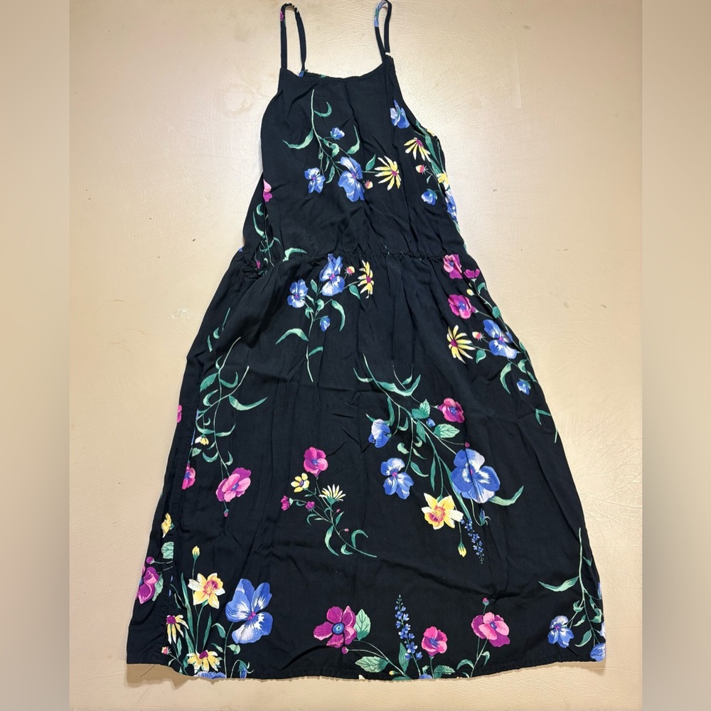 Old Navy Black Dress with Multicolor Floral Pattern